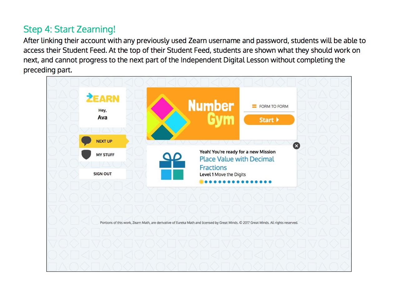 Student Experience First Login Through Clever Zearn