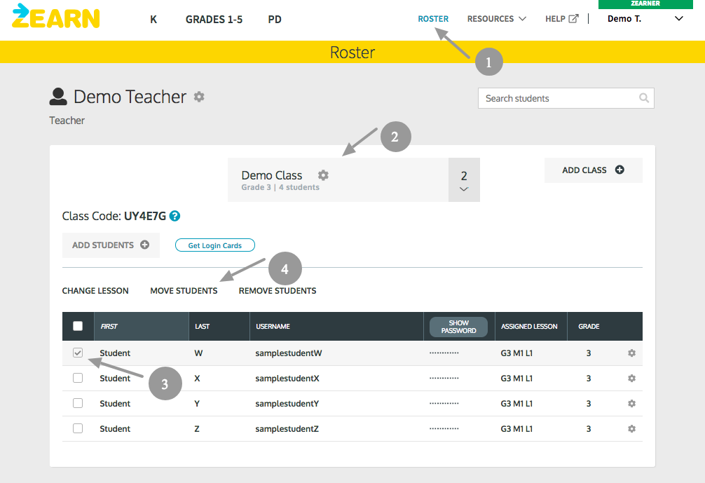 Moving Students to a New Classroom Zearn Support