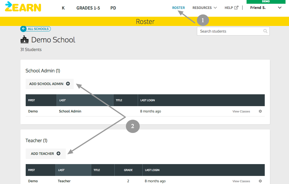 Adding Staff Members Zearn Support