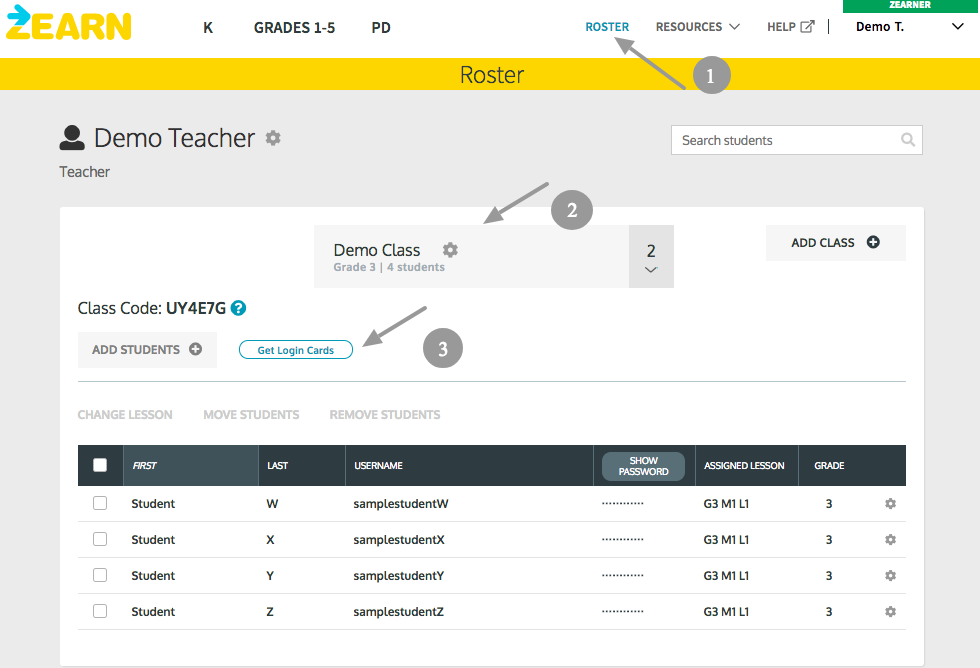 Print Login Cards Zearn Support