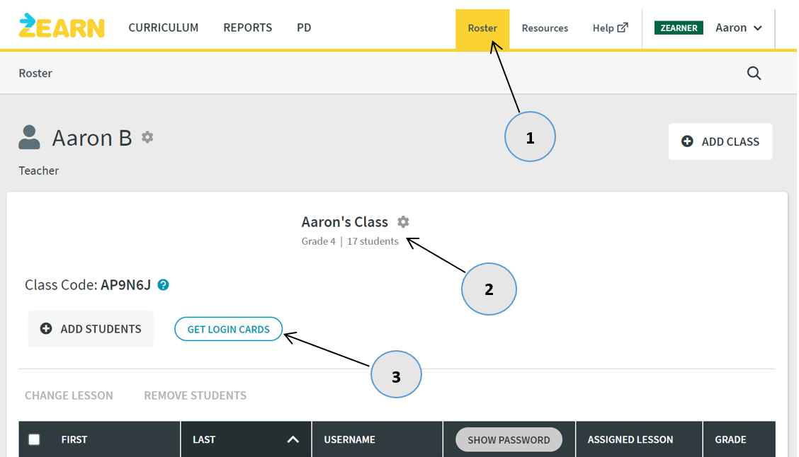 Print Login Cards Zearn